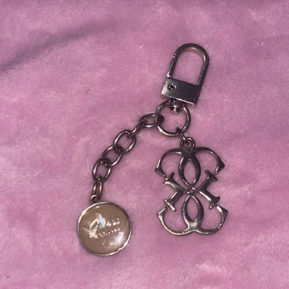 Guess Silver and Brown Keychain